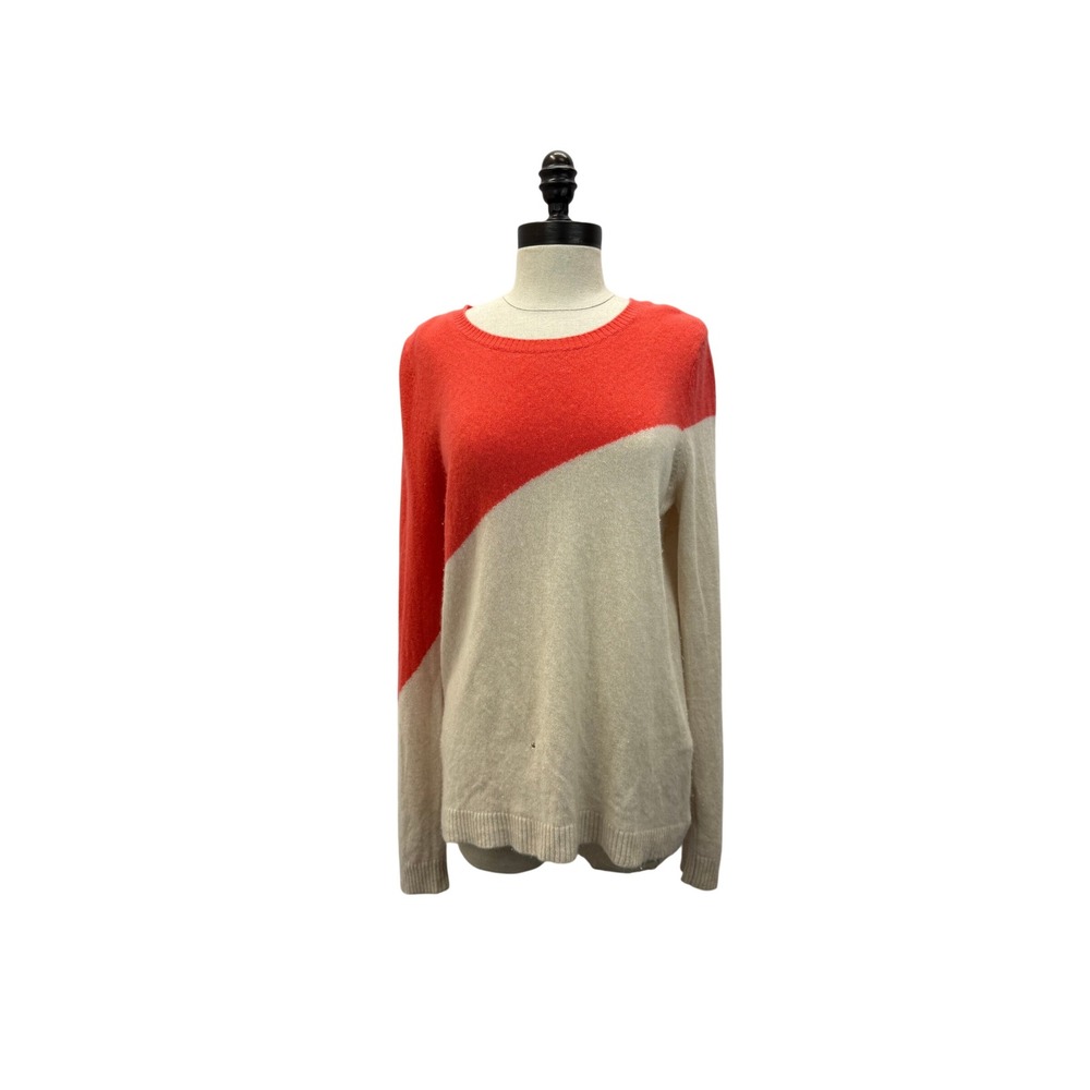 Elorie Cashmere Sweater Women's‎ M Orange Cream Good Colorblock Pullover